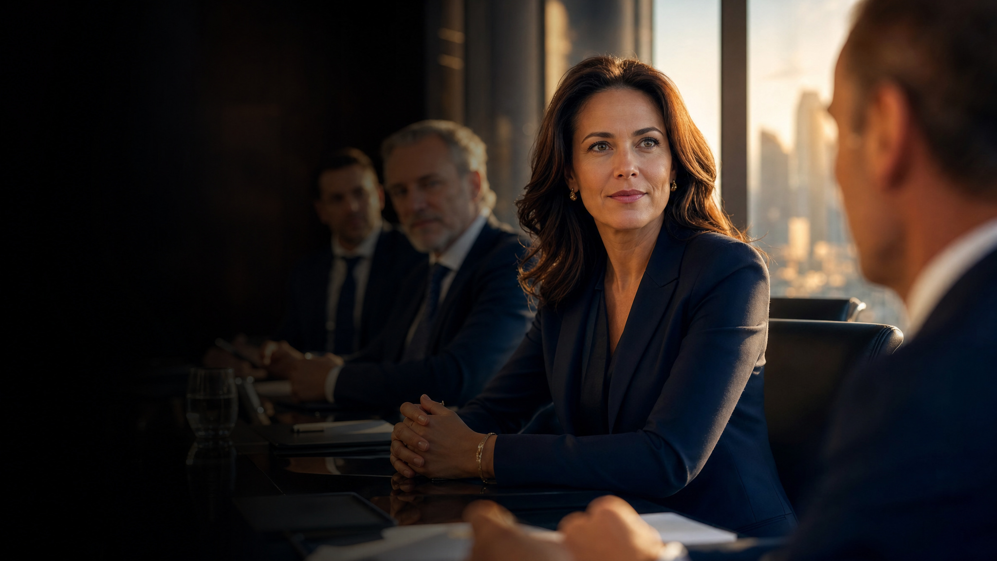 Ruth Reagan leading an executive HR consultation in a boardroom